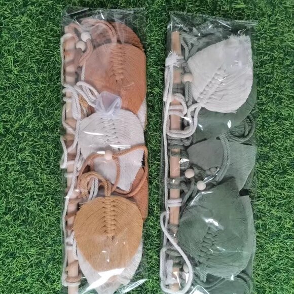 Boho Cotton Leaf Wall Hanging Macrame Tapestry - brown - Picture 4 of 4